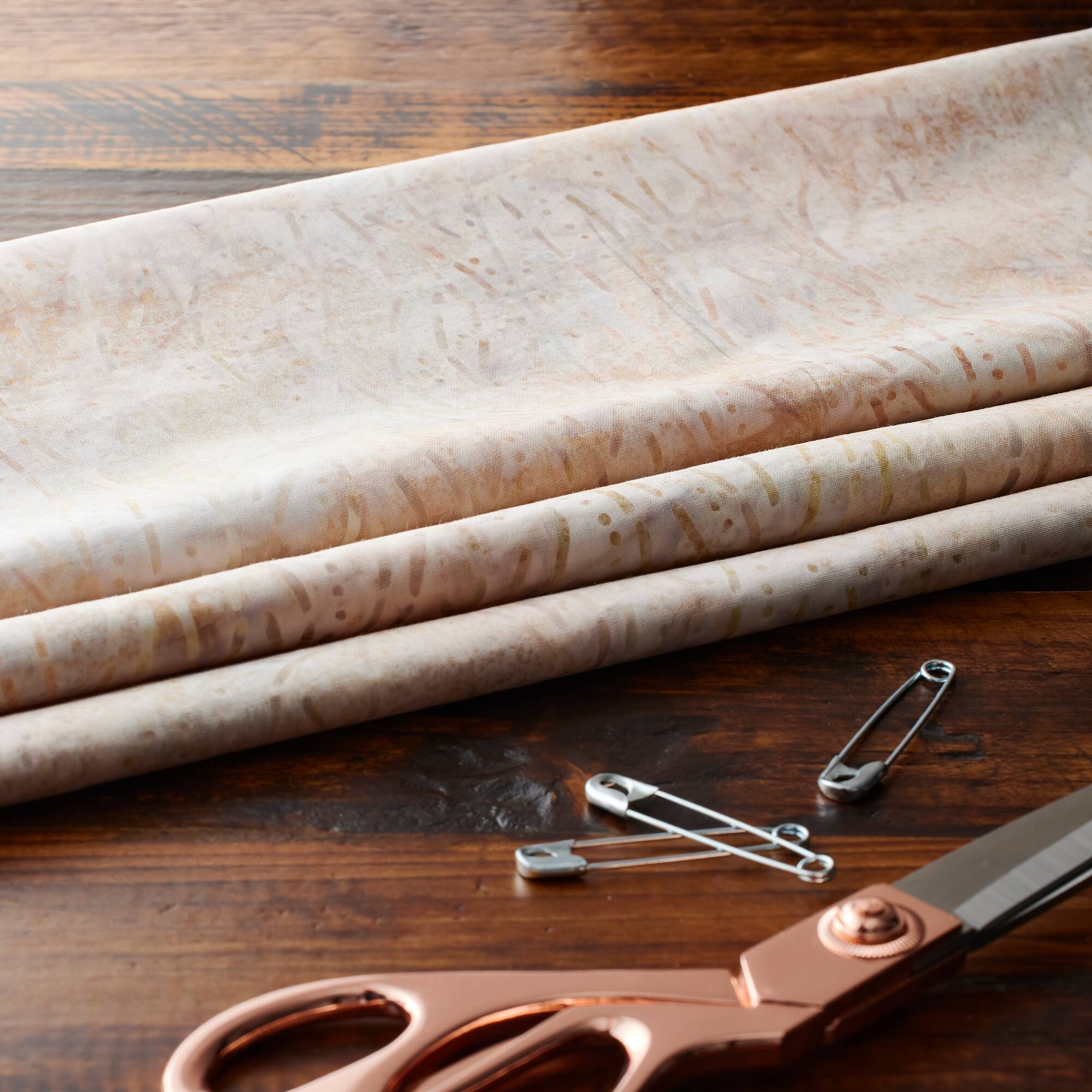 10 yd. Full Bolt: Feldman Premium Indonesian Batik Tan Dot Wave Cotton Fabric